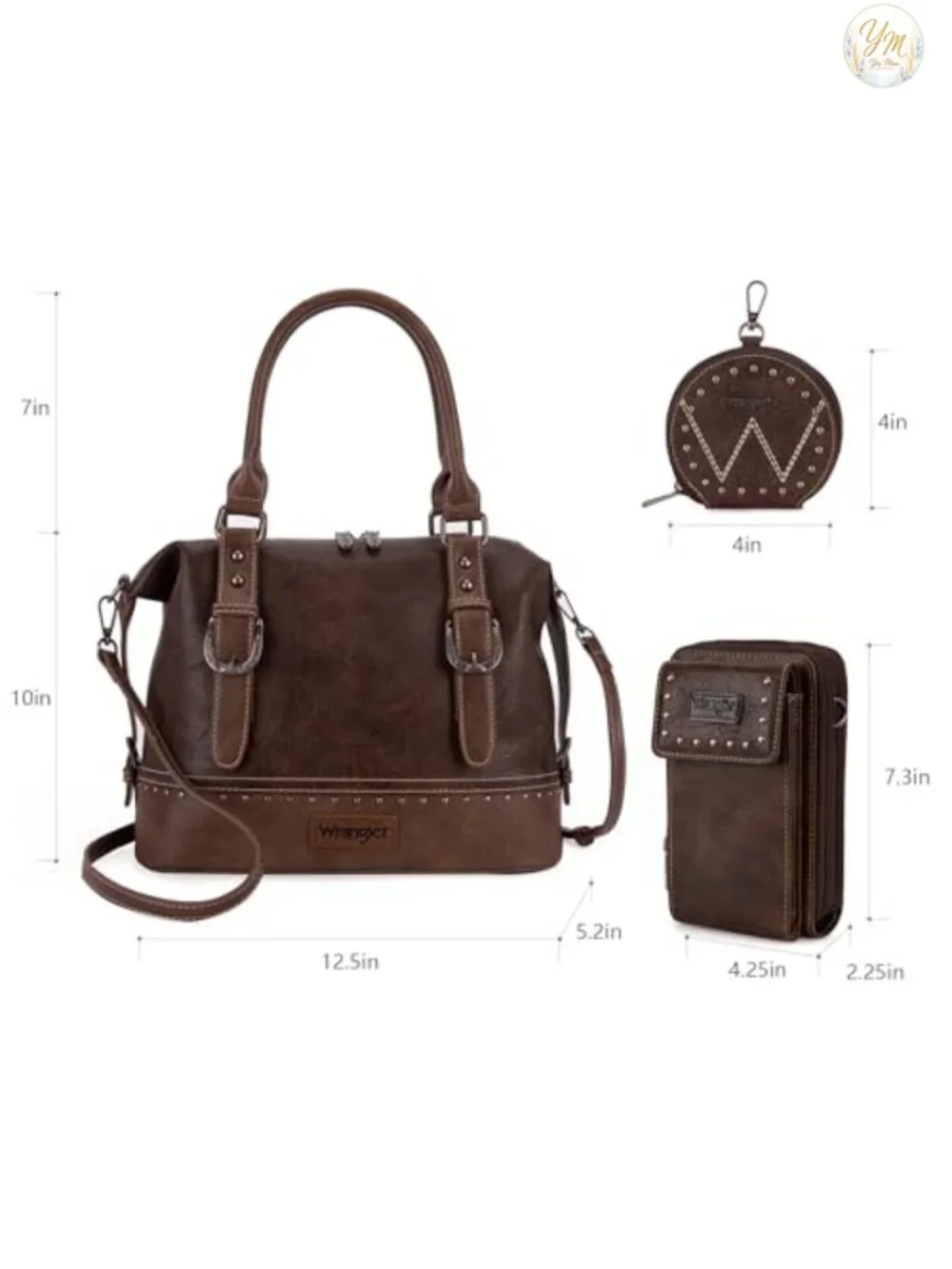 Wrangler by Montana West 3-Piece Doctor Bag Set Faux Leather Satchel Purse
